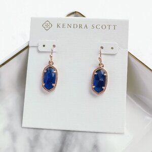 Kendra Scott - Lee Rose Gold navy dusted glass Earrings